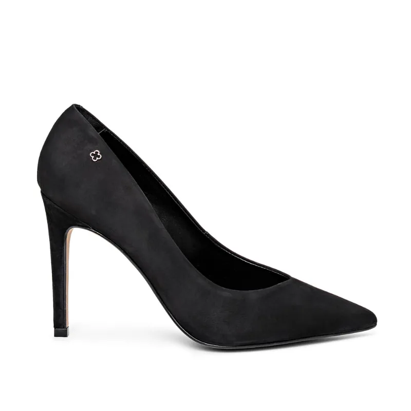 Scarpin Salto Alto Couro Nobuck Preto 37