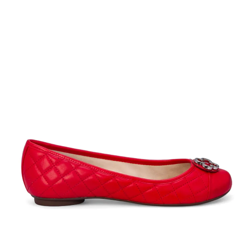 Sapatilha Catherine Couro Vermelho Rubi Matelassê 37