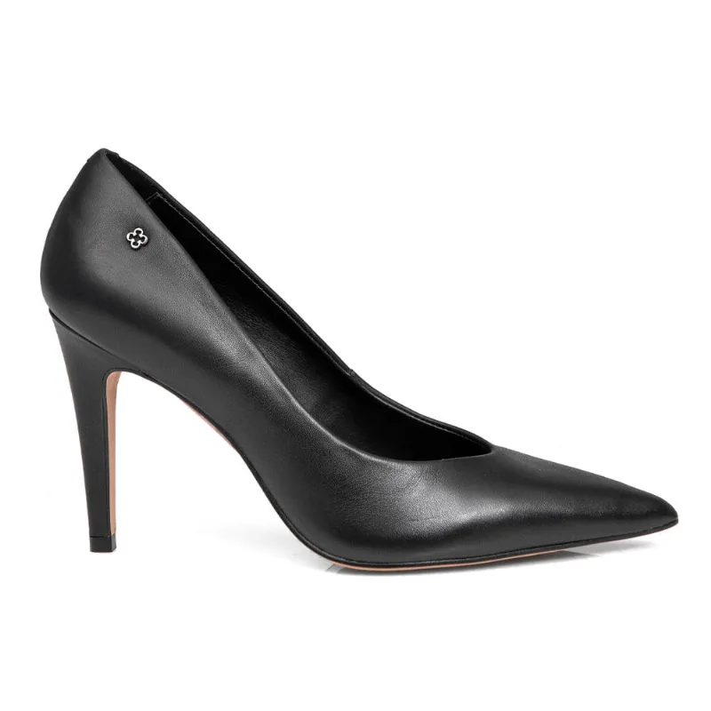 Scarpin Salto Alto Fino de Couro Preto 34