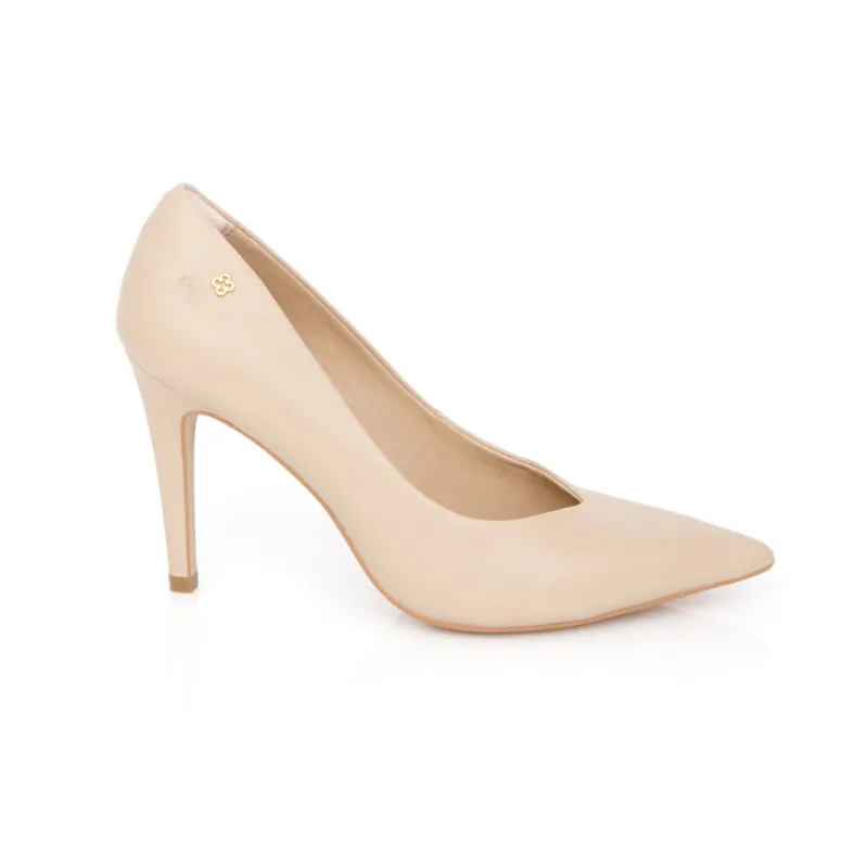 Scarpin Salto Alto Fino de Couro Nude Seda 38