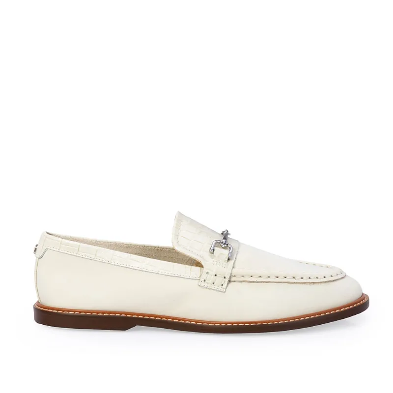 Loafer Mocassim Bridão Couro Branco Duna 39