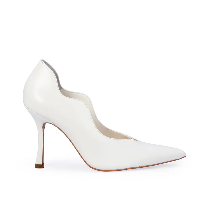 Scarpin Salto Alto Couro Branco 33
