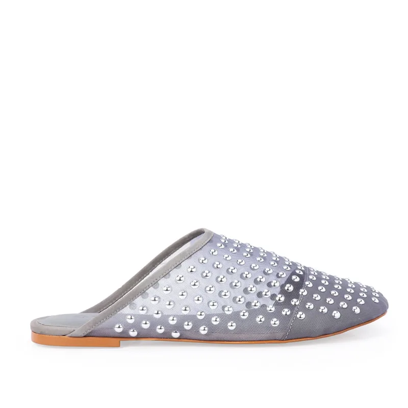 Mule Tela Nobuck Cinza Carbono 35
