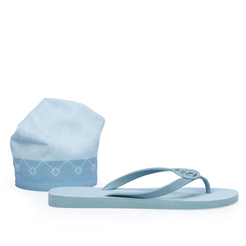 Kit Chinelo de Dedo Bico Redondo + Lenço Azul 35.36 - CAPODARTE