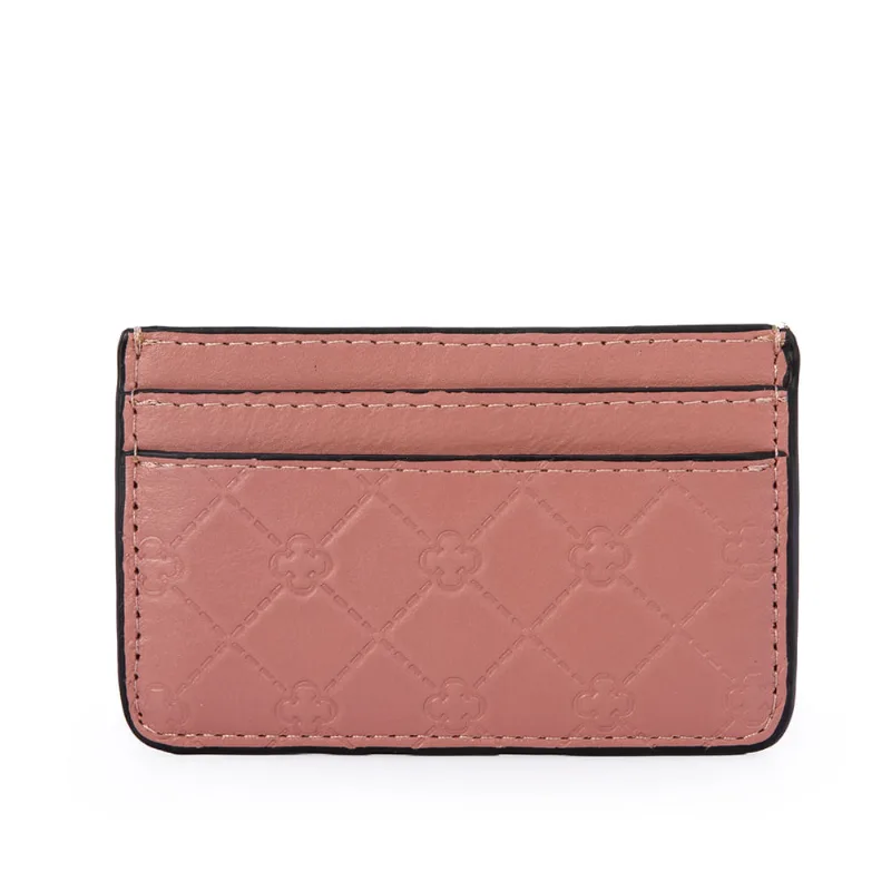 Porta Cartão Couro Monograma Rosa Malva