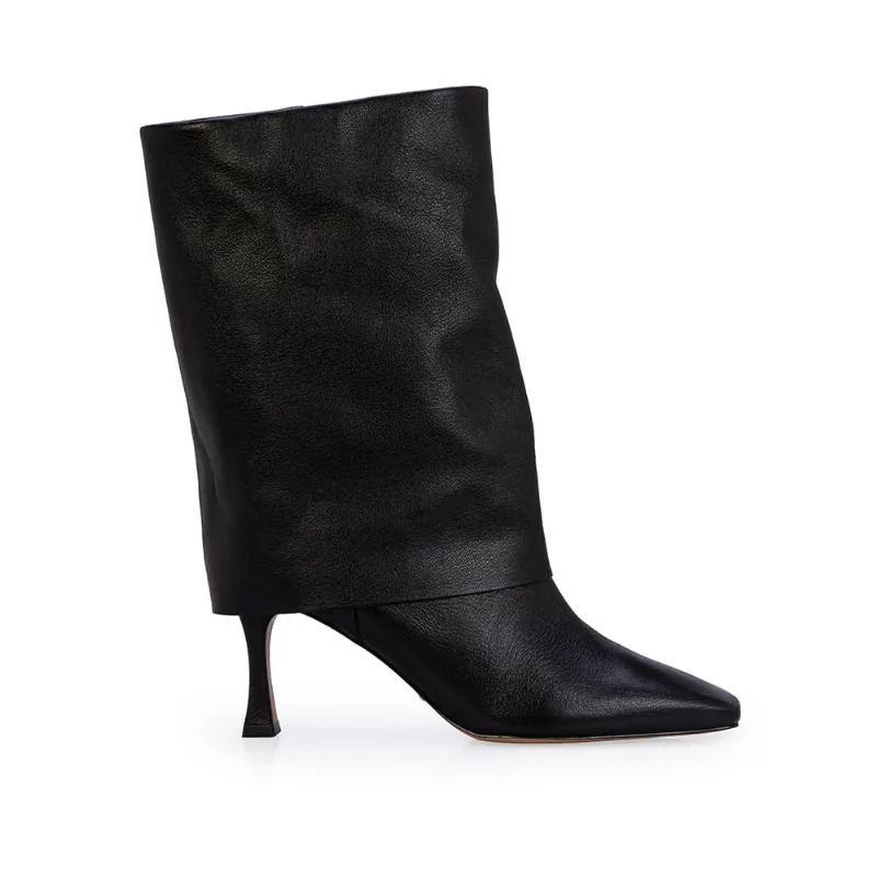 Bota Cano Médio Couro Preta 35