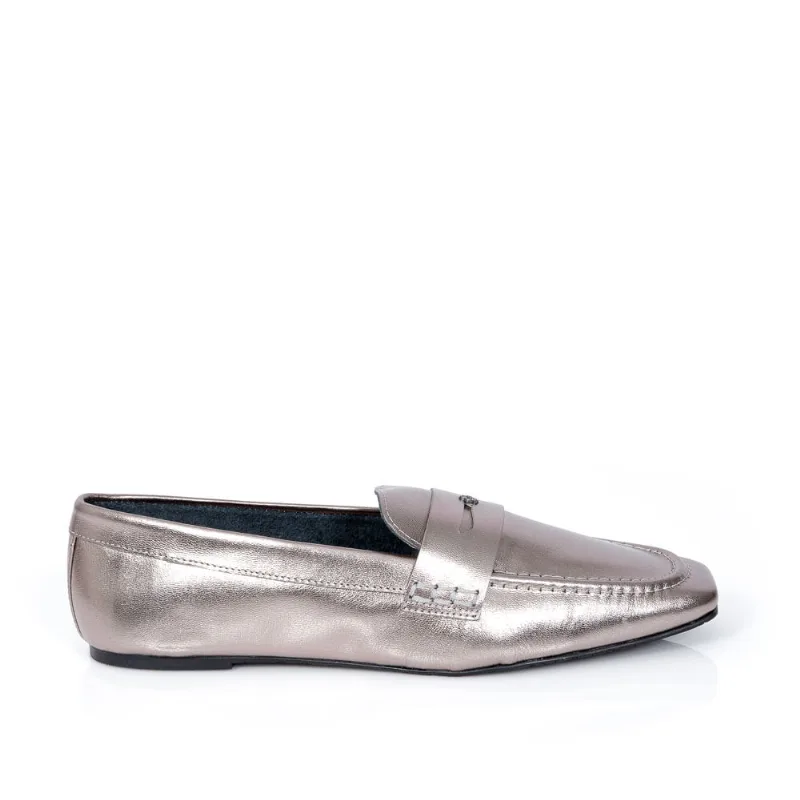 Loafer Mocassim Couro Cinza Pewter 33