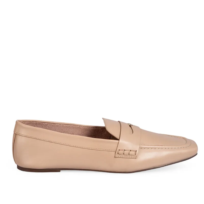 Loafer Mocassim Couro Nude Seda 35