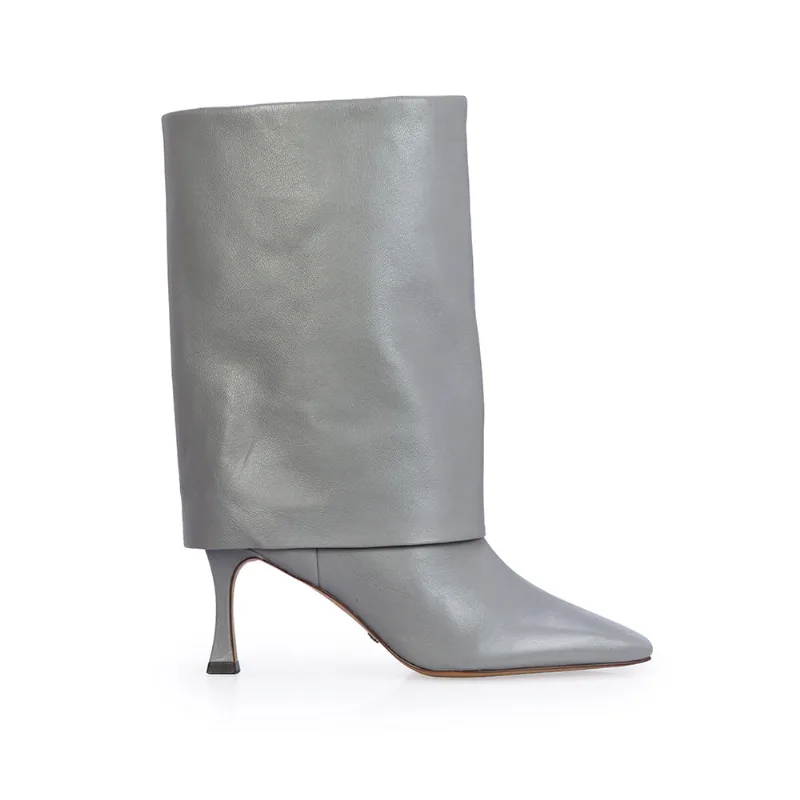 Bota Cano Médio Couro Cinza Carbono 39 - CAPODARTE