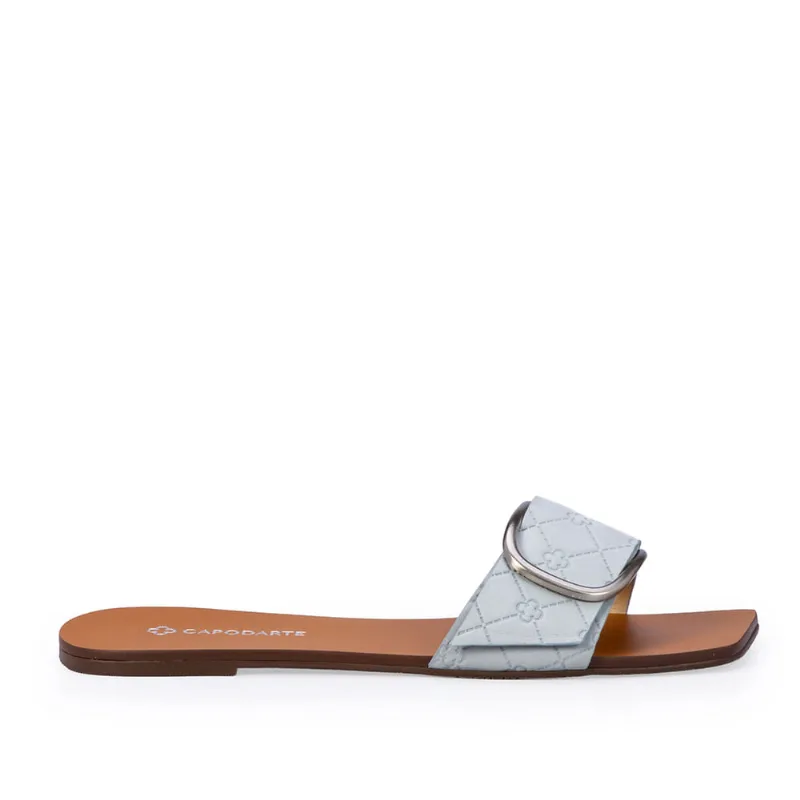 Chinelo Rasteiro Azul Turmalina Couro Nobuck Monograma 37