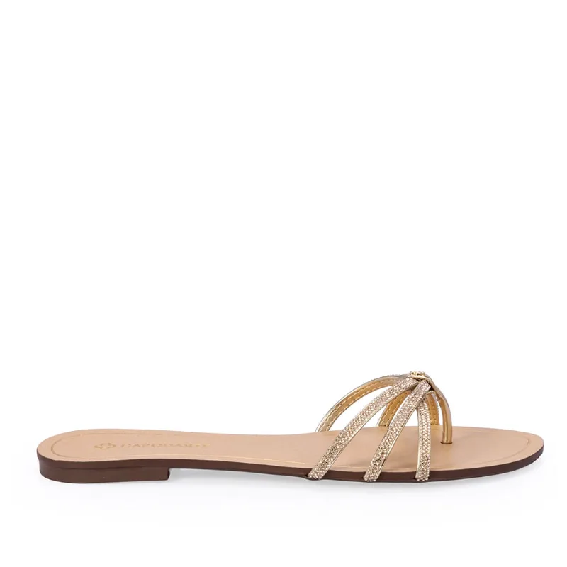 Chinelo Rasteiro Dourado Brilhos 37 - CAPODARTE