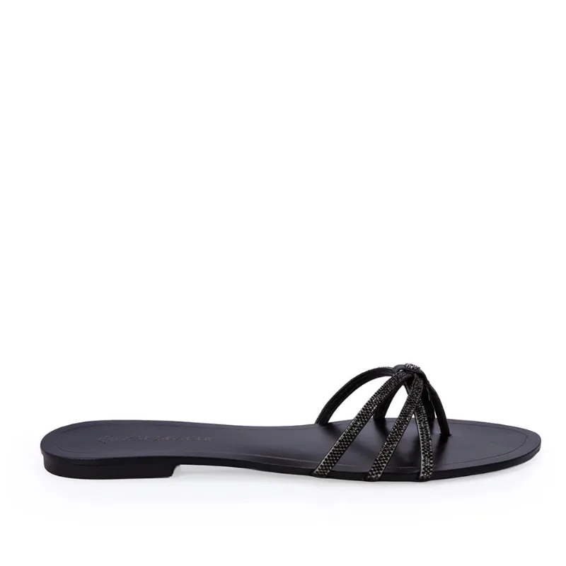 Chinelo Rasteiro Preto Brilhos 36 - CAPODARTE