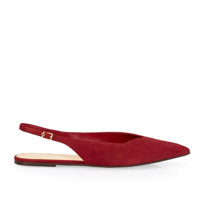 Scarpin Slingback Couro Suede Vermelha Amarone 40