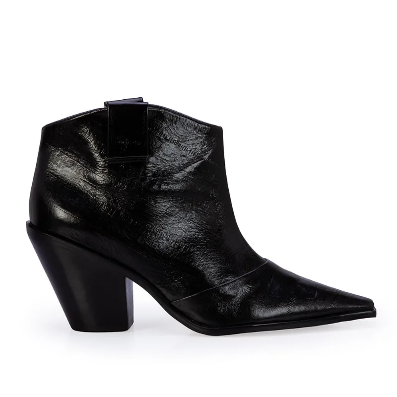 Bota Western Cano Curto Couro Preta 40