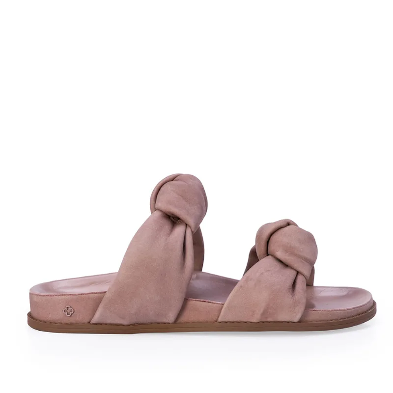 Papete Rose Couro Suede Tiras Nó 37