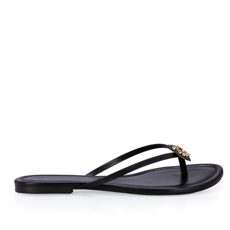 Chinelo De Dedo Couro Preto Trevo Dourado 37 - CAPODARTE