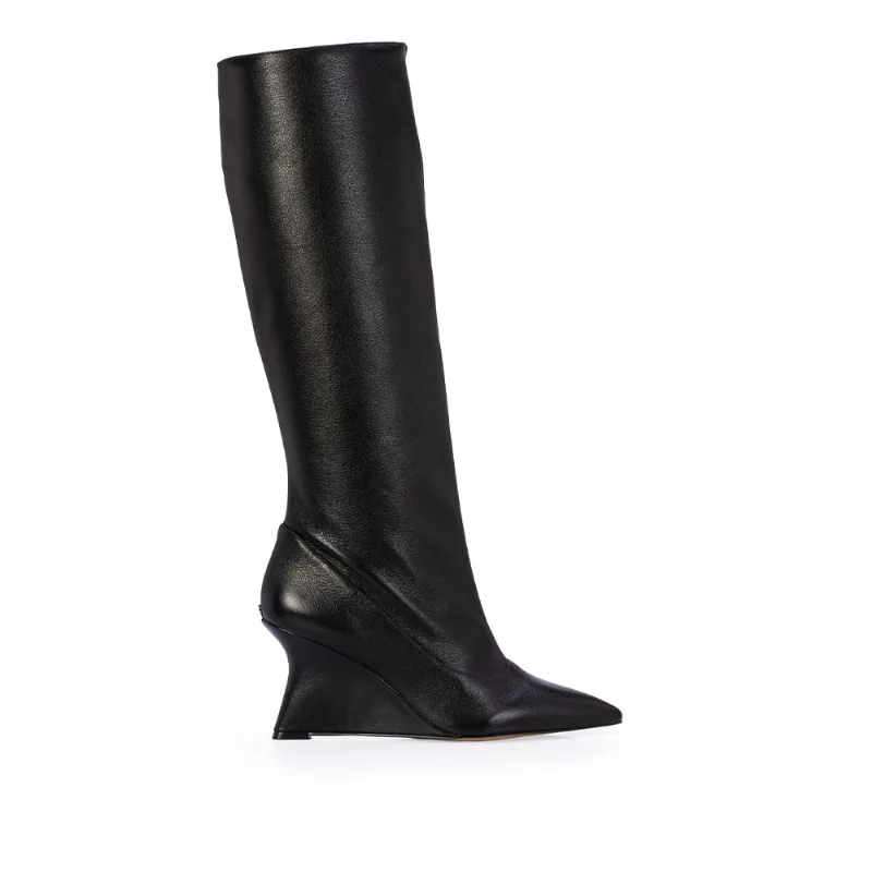 Bota Cano Longo Slouch Couro Preto 39