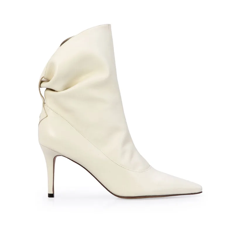 Bota Salto Alto Fino Couro Branco Duna 35