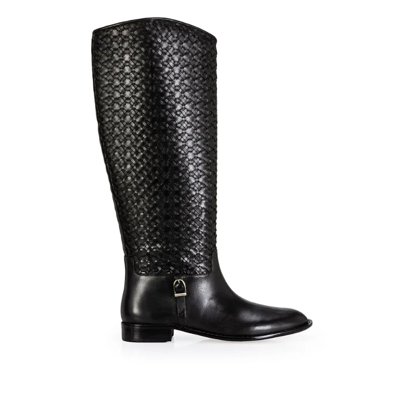 Bota Montaria Couro Tressê Preta 37