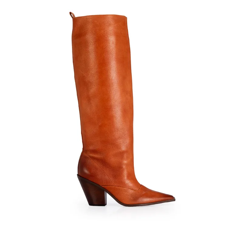 Bota Cano Alto Salto Grosso Couro Caramelo 38