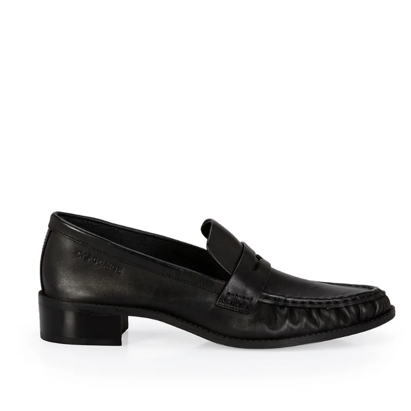Loafer Mocassim Salto Baixo Couro Preto 39