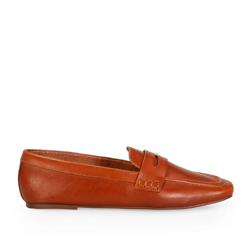 Loafer Mocassim Caramelo De Couro 36