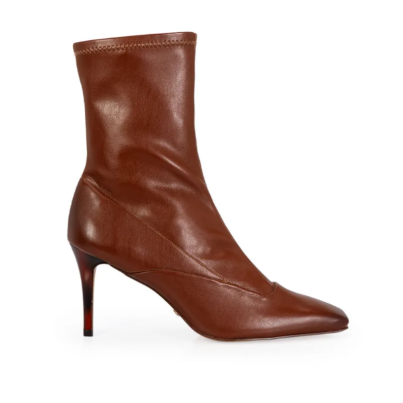 Bota Salto Fino Marrom Mogno Cano Justo 37