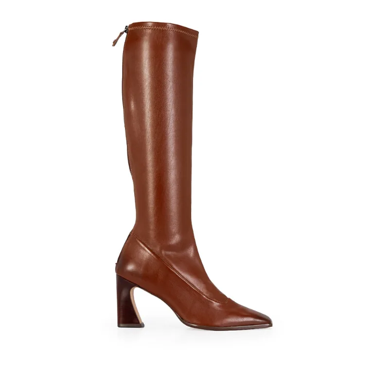 Bota Cano Alto Stretch Salto Grosso Marrom 39