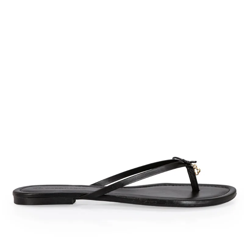 Chinelo De Dedo Couro Preto Com Pingente 39 - CAPODARTE