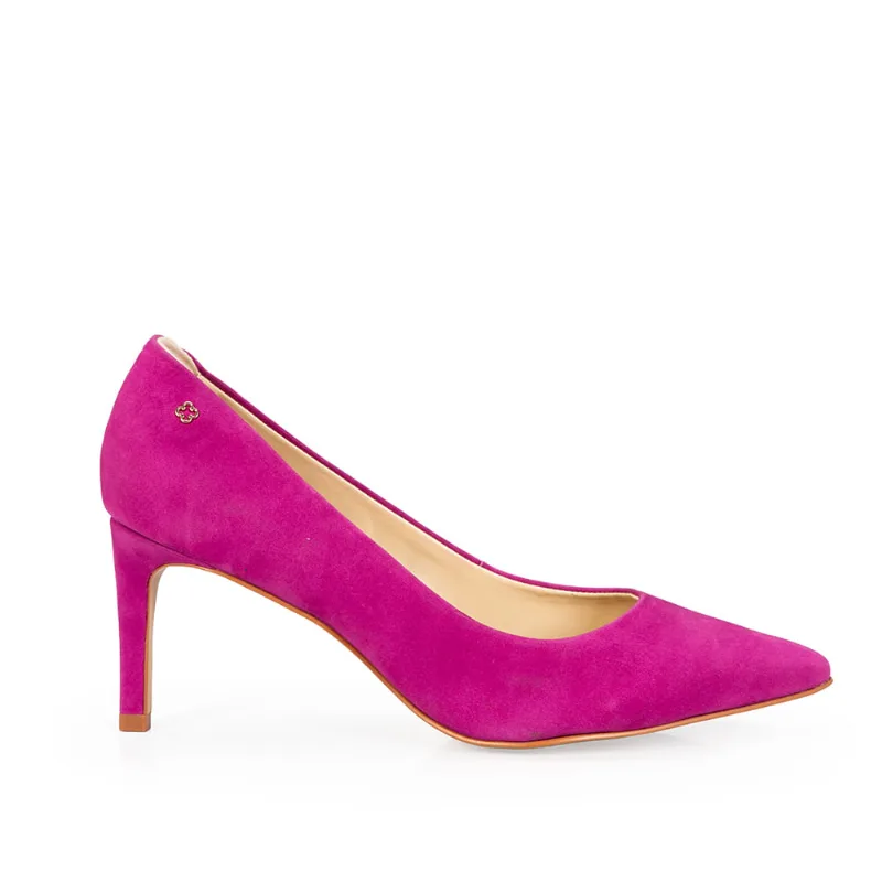 Scarpin Salto Médio Rosa Couro Suede 36