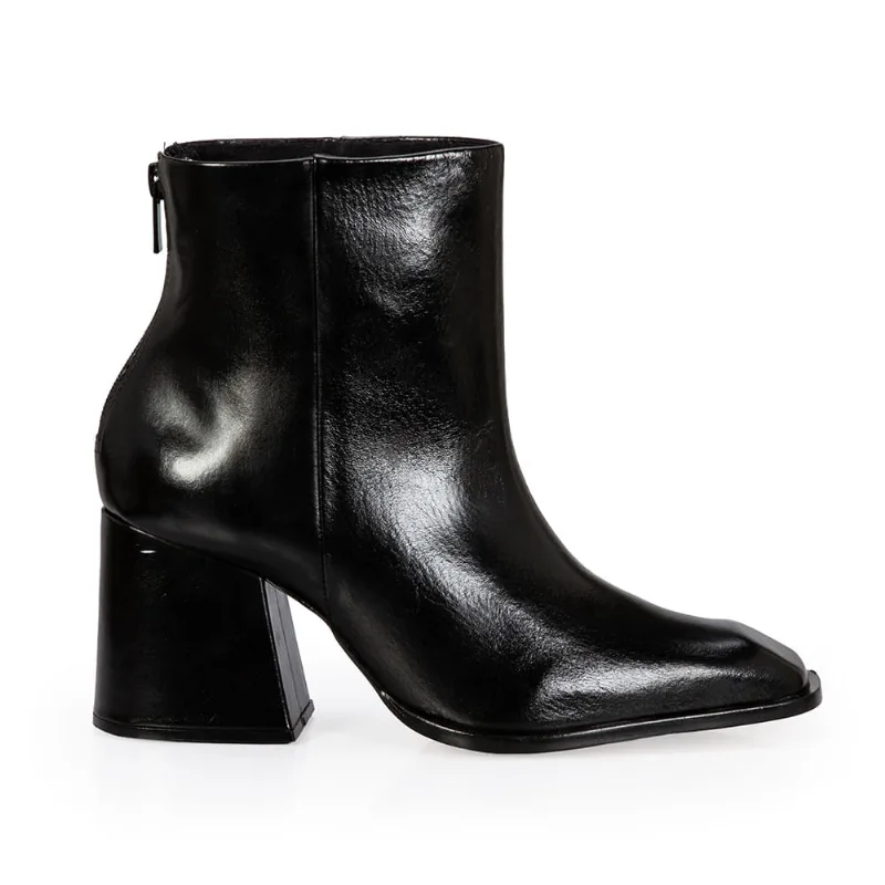 Bota Salto Bloco Couro Preta 36