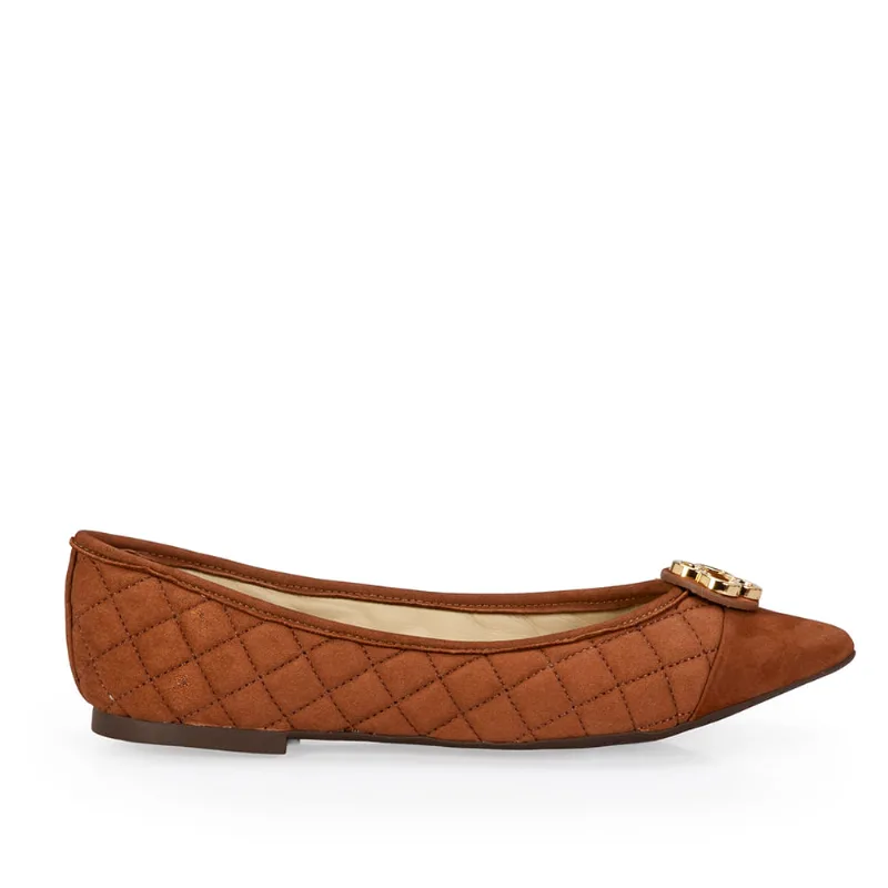 Sapatilha Bico Fino Catherine Couro Suede Marrom Mogno 38