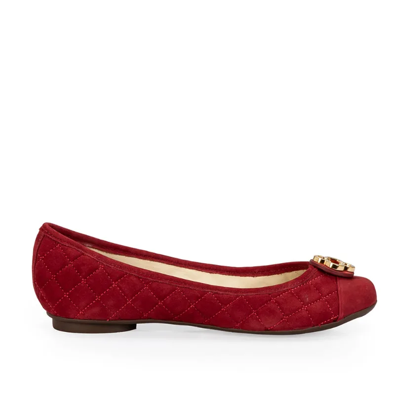 Sapatilha Catherine Couro Suede Vermelho Amarone 35
