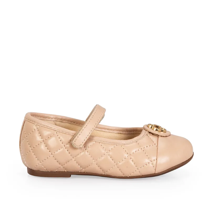 Sapatilha Bebê Matelassê com Velcro Couro Nude Seda 27