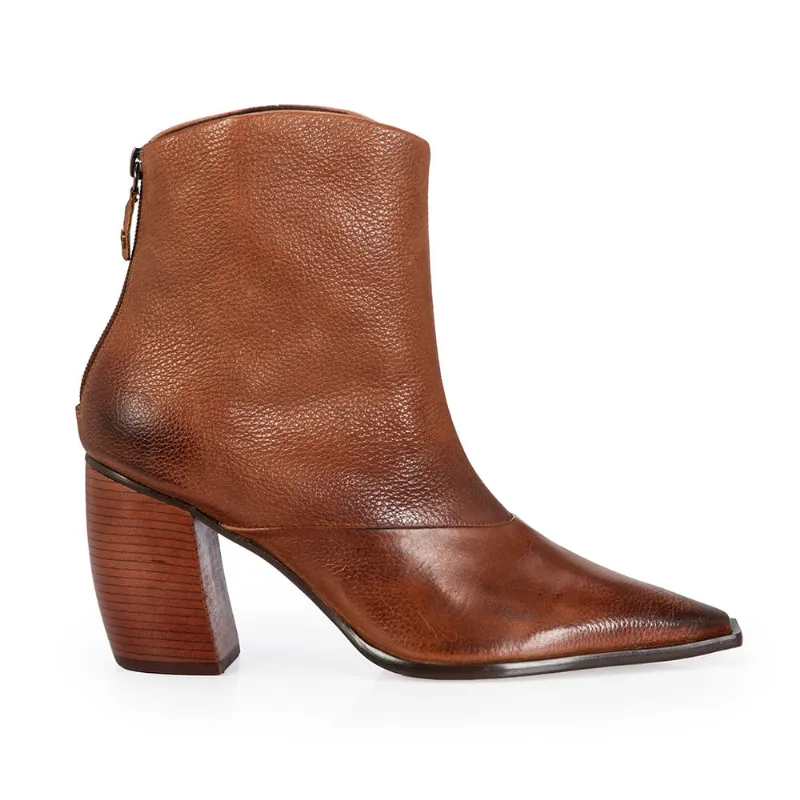 Bota Couro Salto Bloco Marrom 34