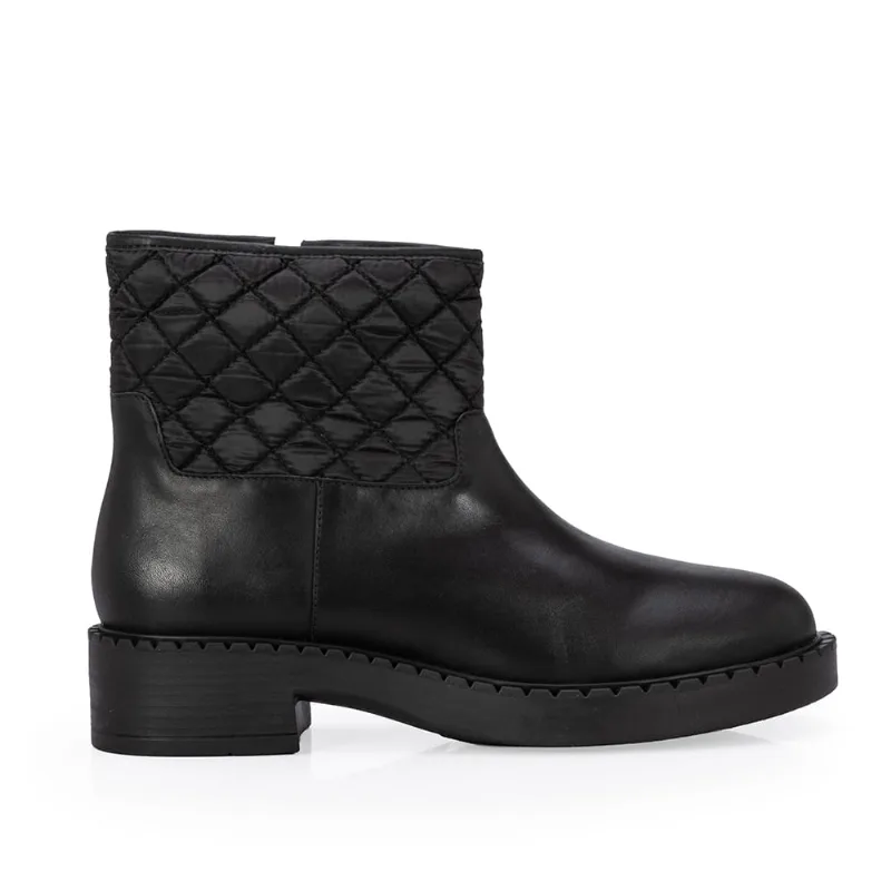 Bota Cano Curto Couro E Nylon Preta 35