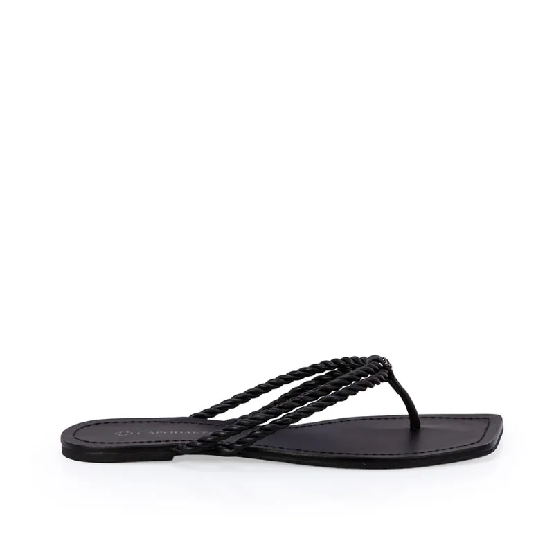 Chinelo Rasteiro Preto Tiras Duplas 37