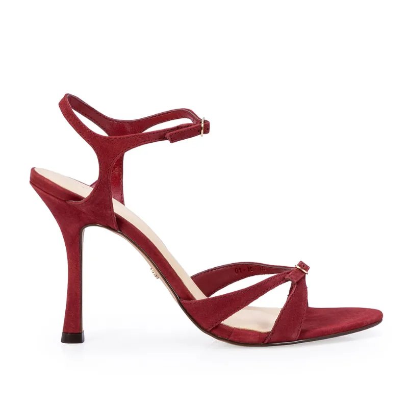 Sandália Salro Alto Couro Suede Vermelha 35