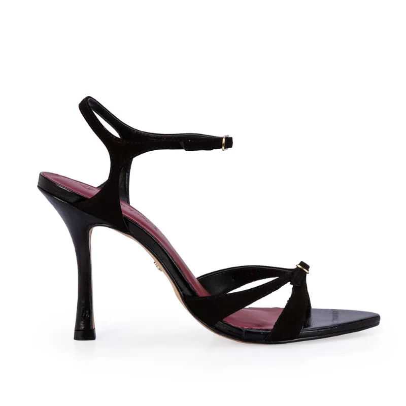 Sandália Salro Alto Couro Suede Preta 39