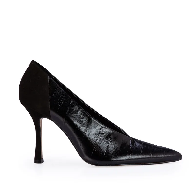Scarpin Salto Alto Couro Preto 35