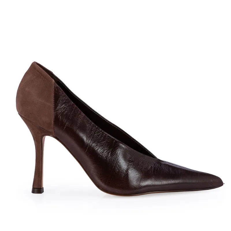 Scarpin Salto Alto Couro Marrom 33