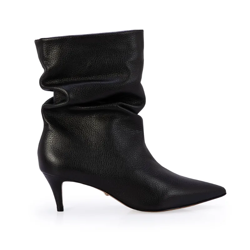 Bota Cano Médio Slouch Couro Preta 38