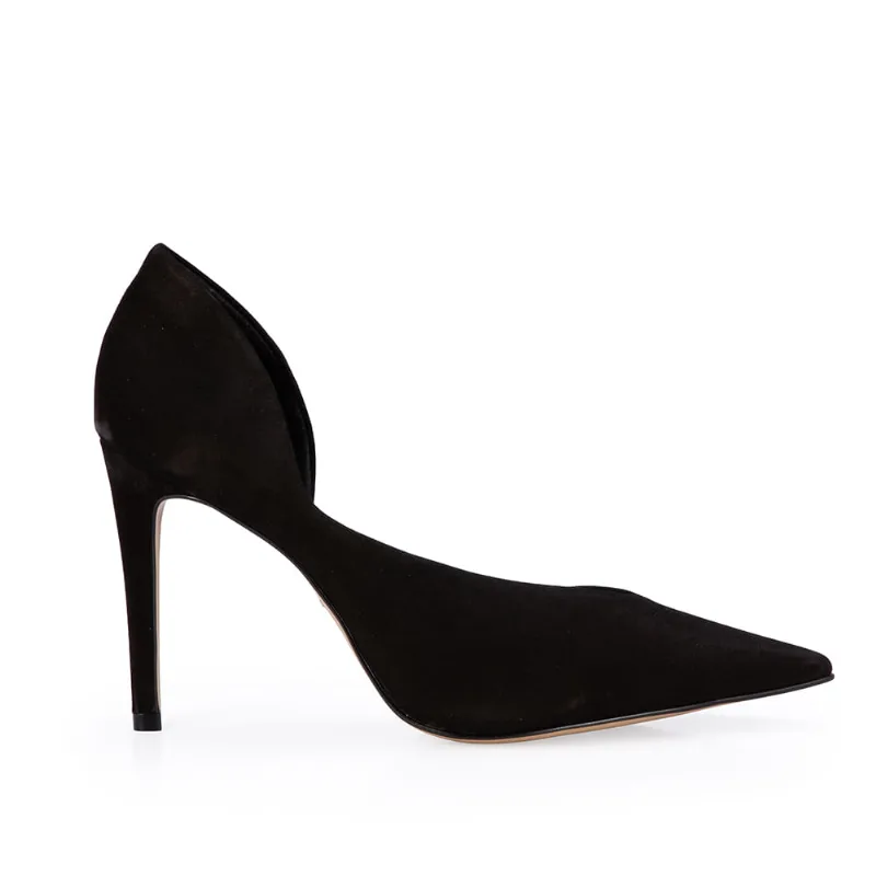 Scarpin Salto Alto Couro Suede Preto 37