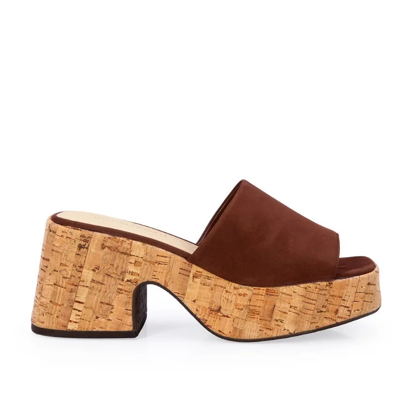 Mule Meia Pata Couro Nobuck Cortiça Marrom 36