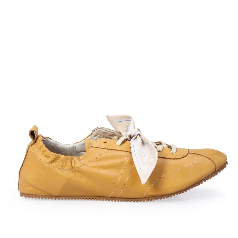 Tênis Ballerina Sneakers Couro Bege Savana + Lenço 37