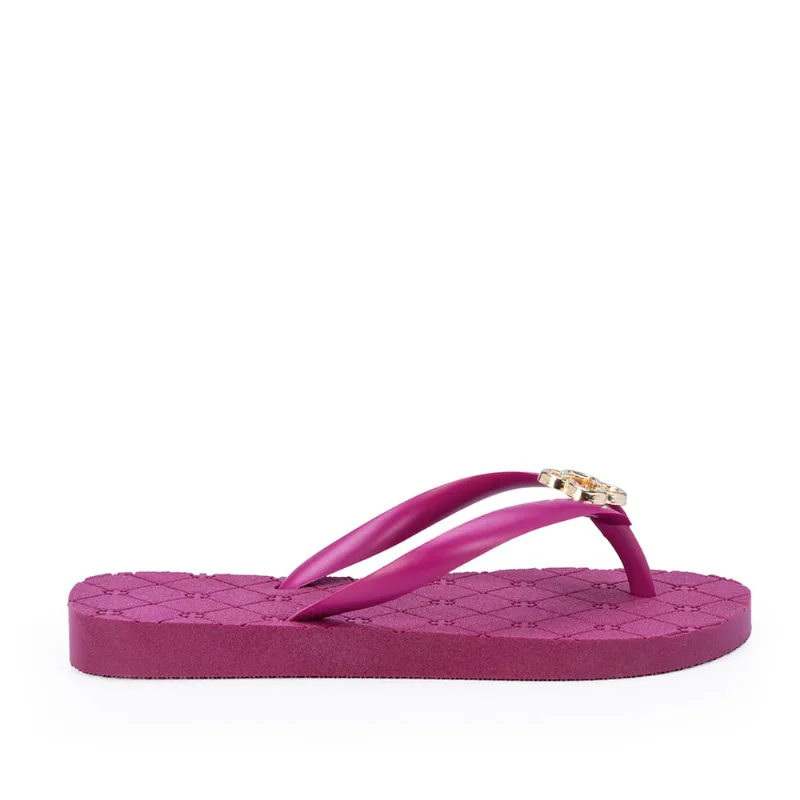 Chinelo De Dedo Infantil Monograma Rosa Fúcsia Injetado 31.32