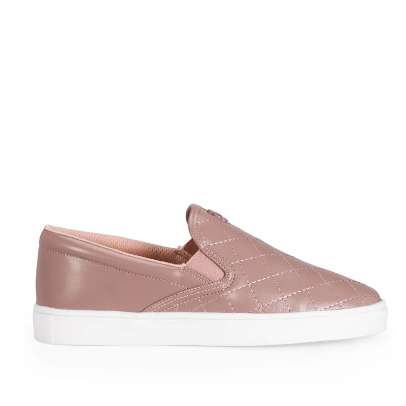 Tênis Slip On Couro Matelassê Rosa 39