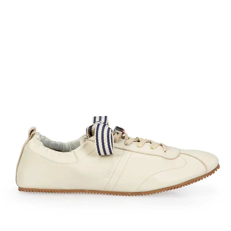 Tênis Ballerina Branco de Couro 5 Pins + 1 Atacador Marinho 37