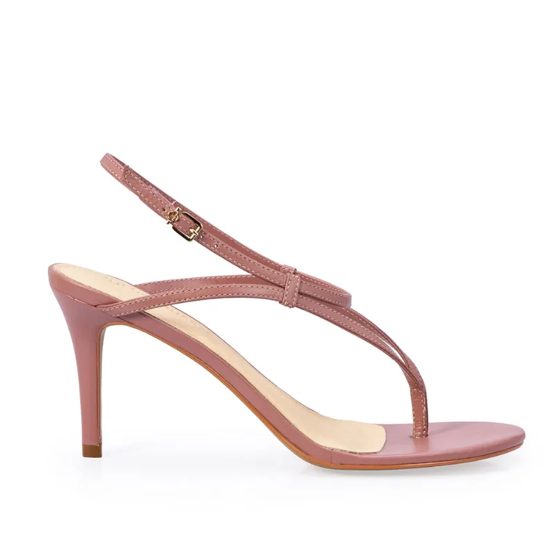 Sandália Salto Alto Couro Rosa Malva 36