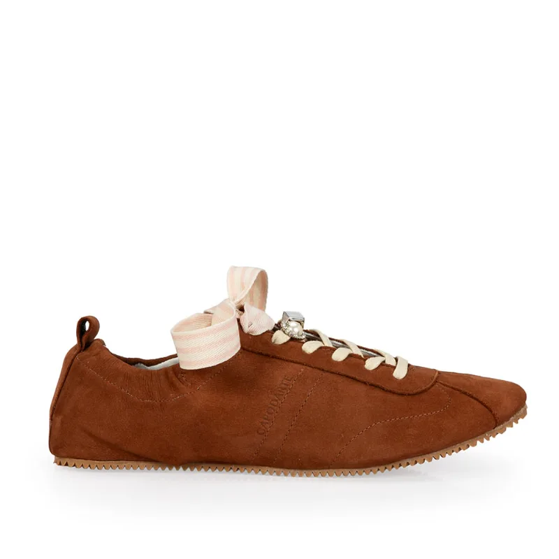 Tênis Ballerina Sneakers Couro Marrom + Lenço 34 - CAPODARTE